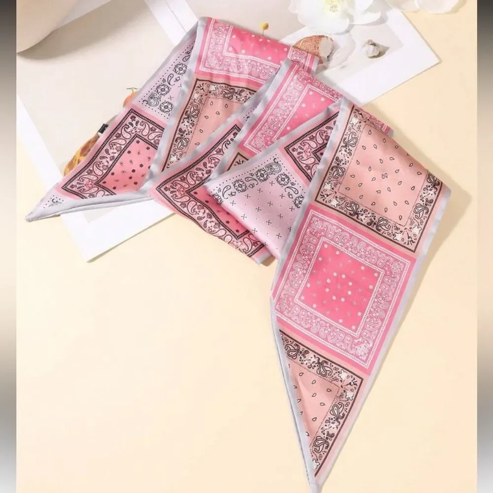 Pink Patterned Hair Scarf A1582